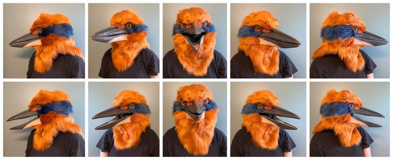 Sihek (Guam kingfisher) fursuit head, painted print
