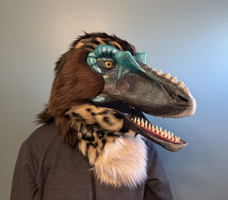 Qianzhousaurus mask, painted print