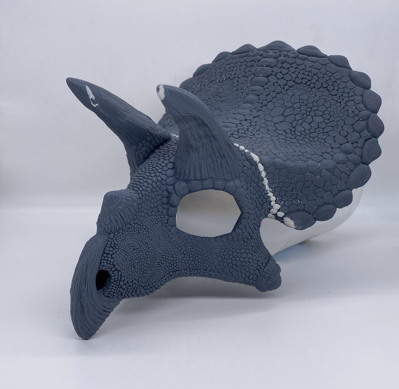Triceratops half mask, painted print